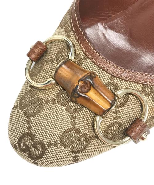 GUCCI（グッチ）GUCCI (グッチ) GG柄ホースビットバンブーパンプス ベージュ サイズ:36 1/2の古着・服飾アイテム