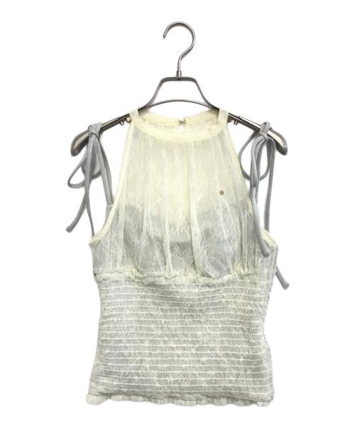 ANDMARY（アンドマリー）ANDMARY (アンドマリー) Paula lacey chiffon tops ベージュ サイズ:FREEの古着・服飾アイテム