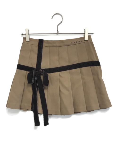 ANDMARY（アンドマリー）ANDMARY (アンドマリー) Valentine ribbon mini skirt ブラウン サイズ:Mの古着・服飾アイテム