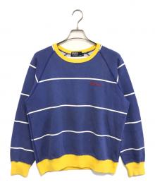 POLO RALPH LAUREN（ポロ・ラルフローレン）の古着「ロゴボーダースウェット」｜ブルー