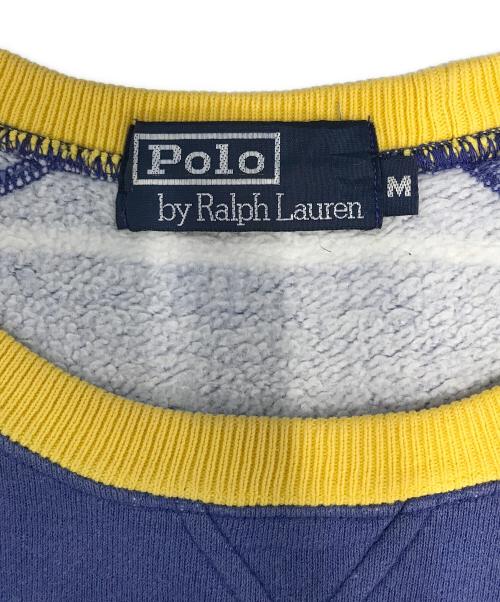 POLO RALPH LAUREN（ポロ・ラルフローレン）POLO RALPH LAUREN (ポロ・ラルフローレン) ロゴボーダースウェット ブルー サイズ:Mの古着・服飾アイテム