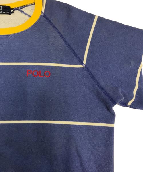 POLO RALPH LAUREN（ポロ・ラルフローレン）POLO RALPH LAUREN (ポロ・ラルフローレン) ロゴボーダースウェット ブルー サイズ:Mの古着・服飾アイテム