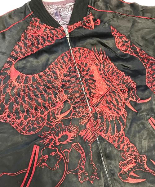百花繚乱（ヒャッカリョウラン）百花繚乱 (ヒャッカリョウラン) スカジャン ブラック×パープル サイズ:Sの古着・服飾アイテム