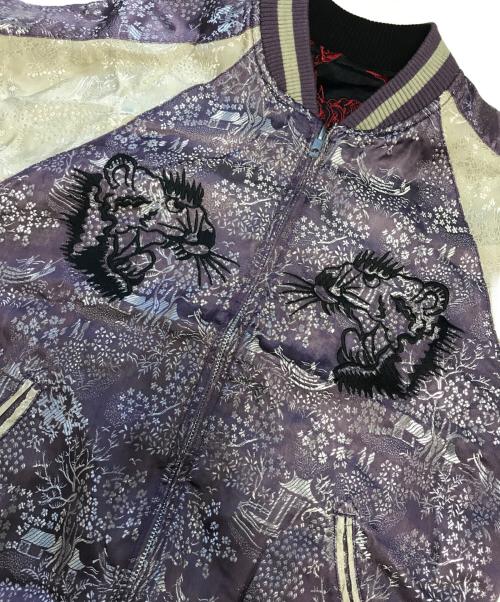百花繚乱（ヒャッカリョウラン）百花繚乱 (ヒャッカリョウラン) スカジャン ブラック×パープル サイズ:Sの古着・服飾アイテム