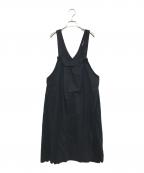 Y'sワイズ）の古着「COTTON TWILL ASYMMETERIC SHOULDER STRAP DRESS」｜ブラック