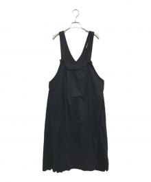 Y's（ワイズ）の古着「COTTON TWILL ASYMMETERIC SHOULDER STRAP DRESS」｜ブラック