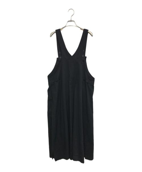 Y's（ワイズ）Y's (ワイズ) COTTON TWILL ASYMMETERIC SHOULDER STRAP DRESS ブラック サイズ:2の古着・服飾アイテム