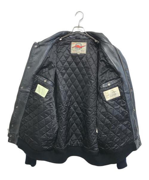AVIREX（アヴィレックス）AVIREX (アヴィレックス) Varsity Leather Jacket ブラック サイズ:2XLの古着・服飾アイテム