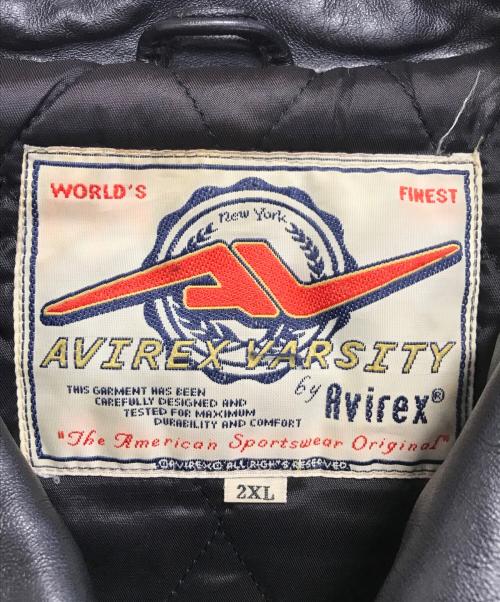 AVIREX（アヴィレックス）AVIREX (アヴィレックス) Varsity Leather Jacket ブラック サイズ:2XLの古着・服飾アイテム