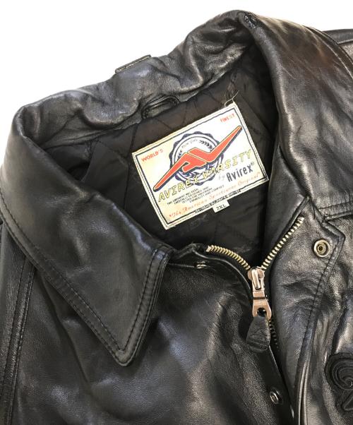 AVIREX（アヴィレックス）AVIREX (アヴィレックス) Varsity Leather Jacket ブラック サイズ:2XLの古着・服飾アイテム