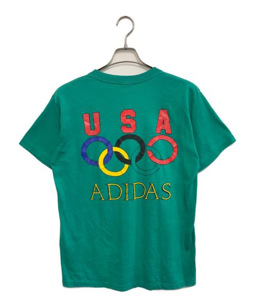 adidas（アディダス）adidas (アディダス) プリントTシャツ グリーン サイズ:Lの古着・服飾アイテム