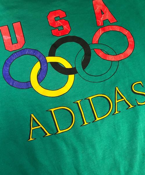 adidas（アディダス）adidas (アディダス) プリントTシャツ グリーン サイズ:Lの古着・服飾アイテム