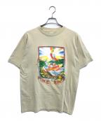 SIMS PORE JUICEシムス ポアジュース）の古着「80sSIMS PORE JUICE(シムス ポアジュース)スケートボードプリントTシャツ」｜ベージュ