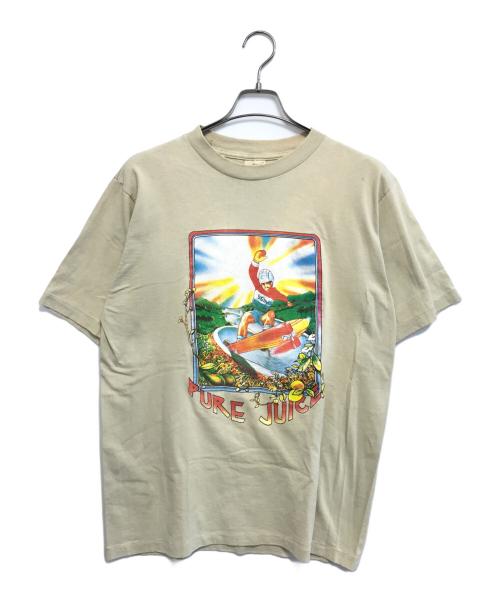 SIMS PORE JUICE（シムス ポアジュース）SIMS PORE JUICE (シムス ポアジュース) 80sSIMS PORE JUICE(シムス ポアジュース)スケートボードプリントTシャツ ベージュ サイズ:Mの古着・服飾アイテム