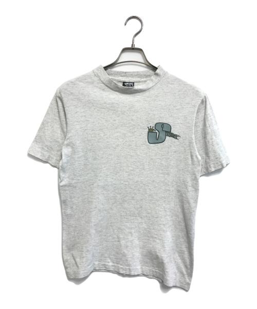 stussy（ステューシー）stussy (ステューシー) 折れクラウンプリントTシャツ グレー サイズ:Sの古着・服飾アイテム