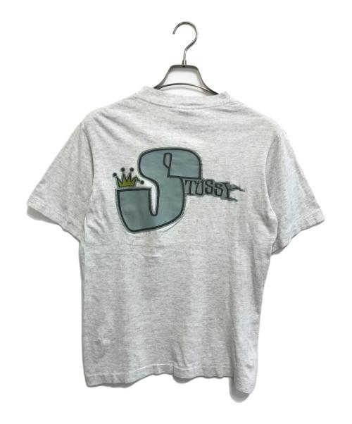 stussy（ステューシー）stussy (ステューシー) 折れクラウンプリントTシャツ グレー サイズ:Sの古着・服飾アイテム