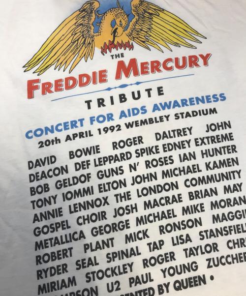 バンドTシャツ（バンドTシャツ）バンドTシャツ (バンドTシャツ) 90s Freddie Mercury(フレーディマーキュリー) バンドTシャツ ホワイト サイズ:XLの古着・服飾アイテム