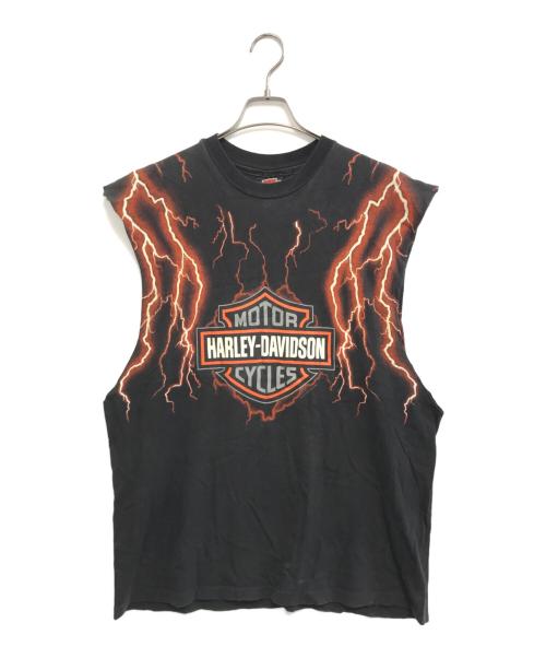 モーターサイクルTシャツ（モーターサイクルTシャツ）モーターサイクルTシャツ (モーターサイクルTシャツ) HARLEY-DAVIDSON(ハーレーダビッドソン) モーターサイクルTシャツ ブラック サイズ:XLの古着・服飾アイテム