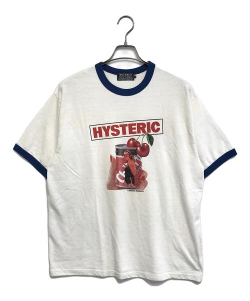 Hysteric Glamour（ヒステリックグラマー）Hysteric Glamour (ヒステリックグラマー) リンガーTシャツ ホワイト×ブルー サイズ:XLの古着・服飾アイテム