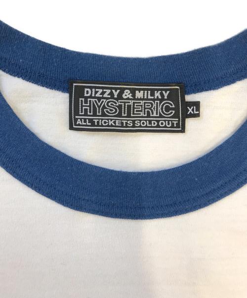 Hysteric Glamour（ヒステリックグラマー）Hysteric Glamour (ヒステリックグラマー) リンガーTシャツ ホワイト×ブルー サイズ:XLの古着・服飾アイテム