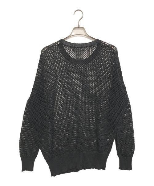 sulvam（サルバム）sulvam (サルバム) メッシュプルオーバーニット ブラック サイズ:Sの古着・服飾アイテム