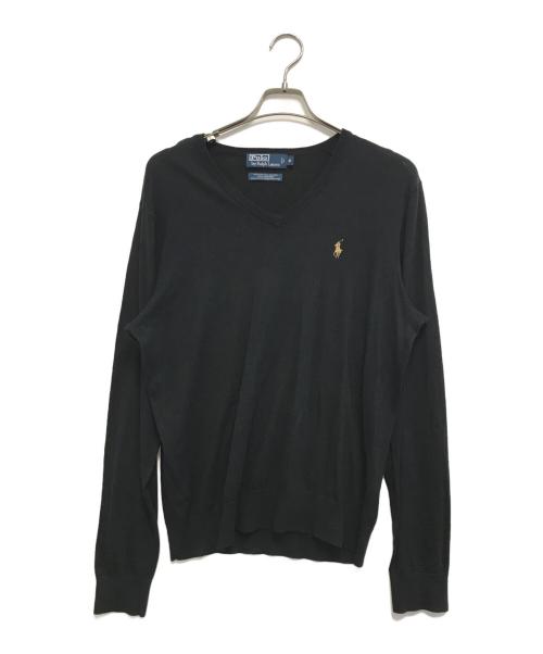 POLO RALPH LAUREN（ポロ・ラルフローレン）POLO RALPH LAUREN (ポロ・ラルフローレン) Vネックニット ブラック サイズ:Mの古着・服飾アイテム
