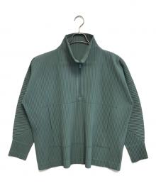 HOMME PLISSE ISSEY MIYAKE（オム プリッセ イッセイ ミヤケ）の古着「ハーフジップカットソー」｜グリーン