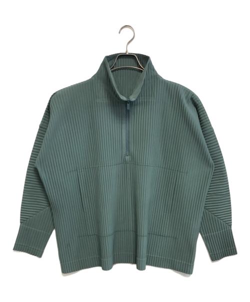 HOMME PLISSE ISSEY MIYAKE（オム プリッセ イッセイ ミヤケ）HOMME PLISSE ISSEY MIYAKE (オム プリッセ イッセイ ミヤケ) ハーフジップカットソー グリーン サイズ:2の古着・服飾アイテム