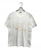 COMME des GARCONS HOMMEコムデギャルソン オム）の古着「ロゴVネックTシャツ」｜ホワイト