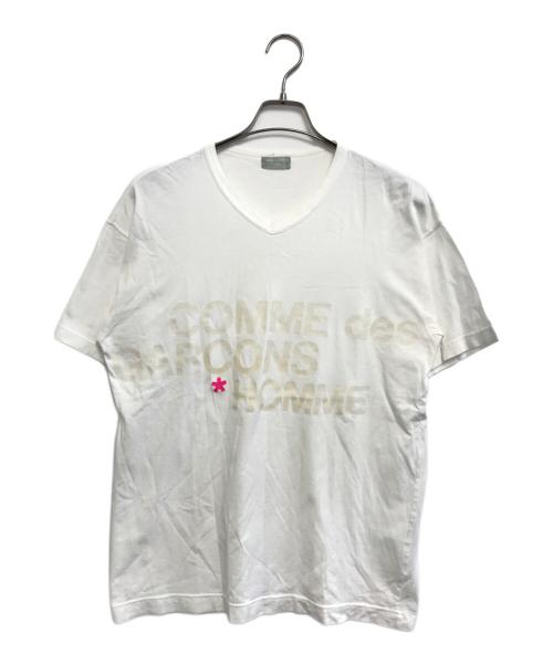 COMME des GARCONS HOMME（コムデギャルソン オム）COMME des GARCONS HOMME (コムデギャルソン オム) ロゴVネックTシャツ ホワイト サイズ:不明の古着・服飾アイテム