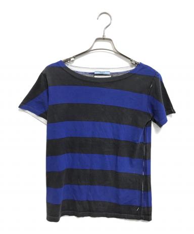 中古・古着通販】PRADA (プラダ) ボーダーTシャツ ブルー サイズ:XS