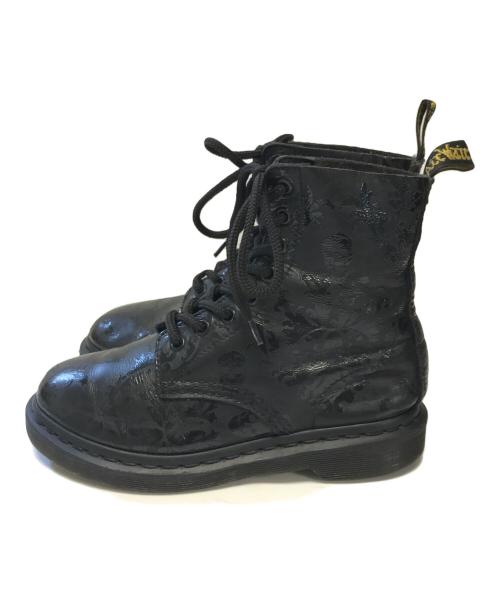 Dr.Martens（ドクターマーチン）Dr.Martens (ドクターマーチン) スカルプリント8ホールブーツ ブラック サイズ:UK4/EU37の古着・服飾アイテム