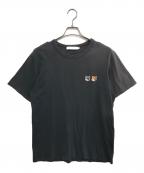 maison kitsuneメゾンキツネ）の古着「ダブルフォックスヘッドパッチ クラシック Tシャツ」｜ブラック