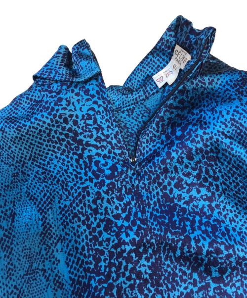 CELINE（セリーヌ）CELINE (セリーヌ) 総柄シルクブラウス ブルー サイズ:42の古着・服飾アイテム