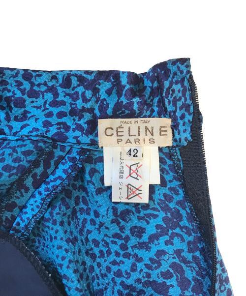 CELINE（セリーヌ）CELINE (セリーヌ) 総柄シルクブラウス ブルー サイズ:42の古着・服飾アイテム
