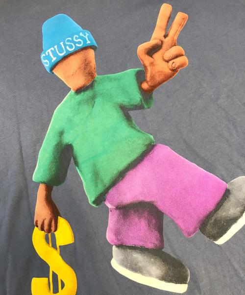 stussy（ステューシー）stussy (ステューシー) PEACE PROSPERITY Tee ネイビー サイズ:XLの古着・服飾アイテム
