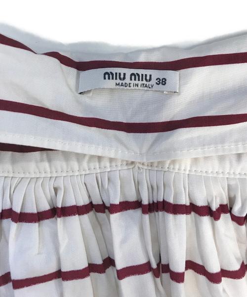 MIU MIU（ミュウミュウ）MIU MIU (ミュウミュウ) ボーダースカート ホワイト サイズ:38の古着・服飾アイテム
