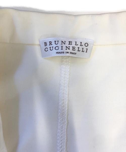 BRUNELLO CUCINELLI（ブルネロクチネリ）BRUNELLO CUCINELLI (ブルネロクチネリ) 異素材切替テーラードジャケット ホワイト サイズ:Lの古着・服飾アイテム