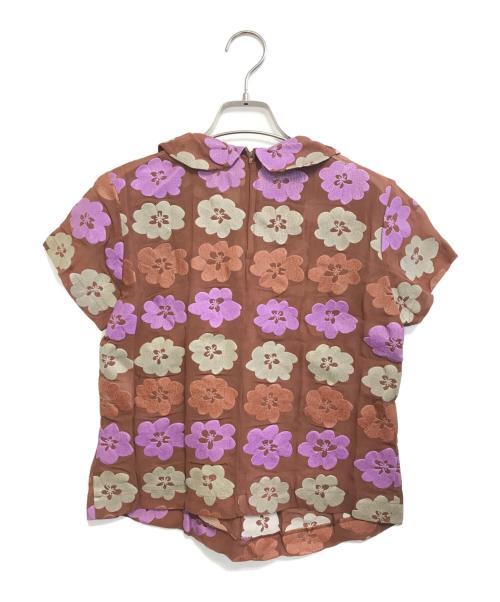 ROBE DE CHAMBRE COMME DES GARCONS（ローブドシャンブル コムデギャルソン）ROBE DE CHAMBRE COMME DES GARCONS (ローブドシャンブル コムデギャルソン) 丸襟花柄ブラウス ブラウン サイズ:表記なしの古着・服飾アイテム