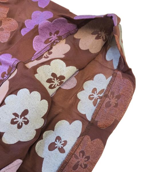 ROBE DE CHAMBRE COMME DES GARCONS（ローブドシャンブル コムデギャルソン）ROBE DE CHAMBRE COMME DES GARCONS (ローブドシャンブル コムデギャルソン) 丸襟花柄ブラウス ブラウン サイズ:表記なしの古着・服飾アイテム