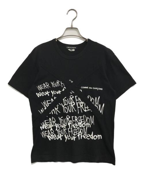 COMME des GARCONS（コムデギャルソン）COMME des GARCONS (コムデギャルソン) メッセージプリントTシャツ ブラック サイズ:Sの古着・服飾アイテム