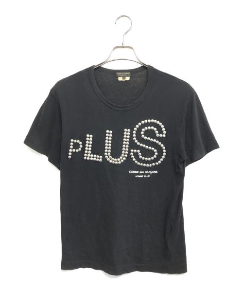 COMME des GARCONS HOMME PLUS（コムデギャルソンオムプリュス）COMME des GARCONS HOMME PLUS (コムデギャルソンオムプリュス) スタッズロゴTシャツ ブラック サイズ:Sの古着・服飾アイテム