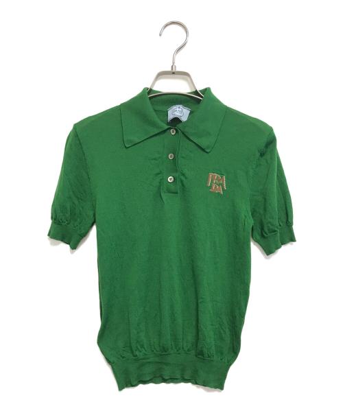 PRADA（プラダ）PRADA (プラダ) ロゴニットポロシャツ グリーン サイズ:40の古着・服飾アイテム