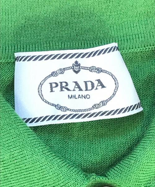 PRADA（プラダ）PRADA (プラダ) ロゴニットポロシャツ グリーン サイズ:40の古着・服飾アイテム