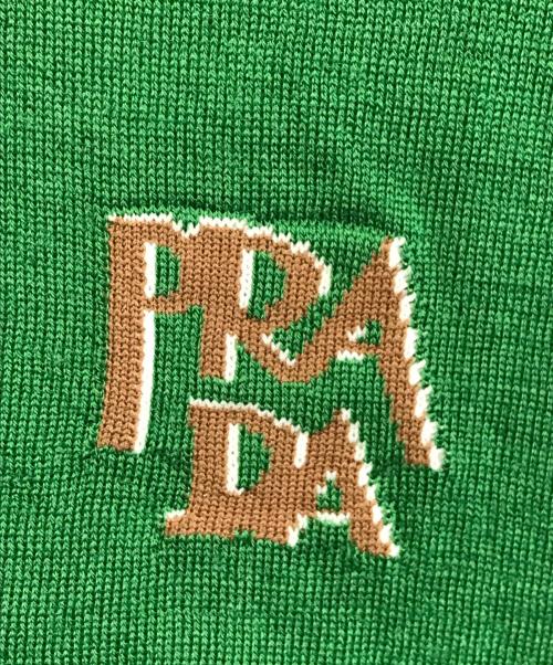 PRADA（プラダ）PRADA (プラダ) ロゴニットポロシャツ グリーン サイズ:40の古着・服飾アイテム