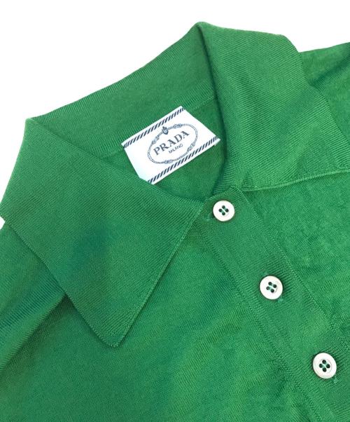 PRADA（プラダ）PRADA (プラダ) ロゴニットポロシャツ グリーン サイズ:40の古着・服飾アイテム