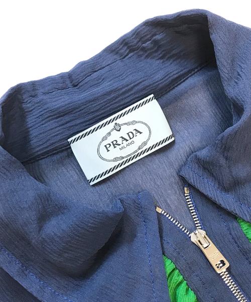 PRADA（プラダ）PRADA (プラダ) ジップポロシャツ ネイビー×ホワイト サイズ:Sの古着・服飾アイテム
