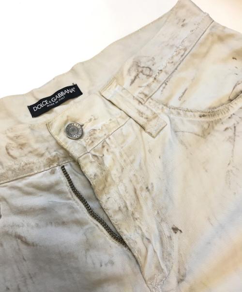 DOLCE & GABBANA（ドルチェ＆ガッバーナ）DOLCE & GABBANA (ドルチェ＆ガッバーナ) ダストダメージデニムパンツ ホワイト サイズ:46の古着・服飾アイテム