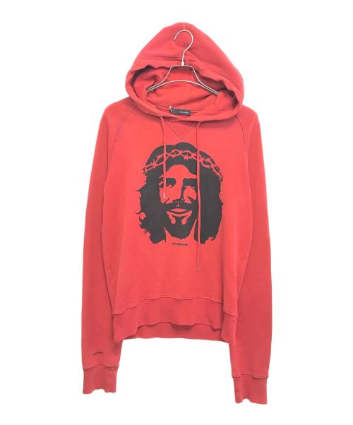 DSQUARED2（ディースクエアード）DSQUARED2 (ディースクエアード) Happy Jesus Red Hoodie レッド サイズ:Mの古着・服飾アイテム