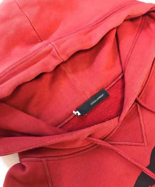 DSQUARED2（ディースクエアード）DSQUARED2 (ディースクエアード) Happy Jesus Red Hoodie レッド サイズ:Mの古着・服飾アイテム